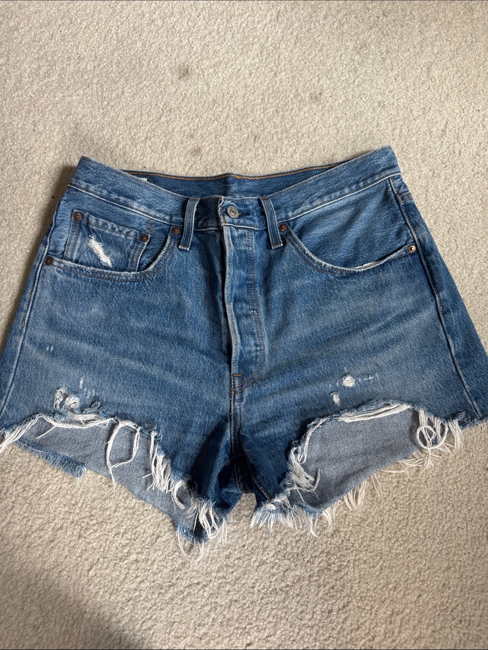 Levi's Distressed Blue Denim Cutoff Shorts